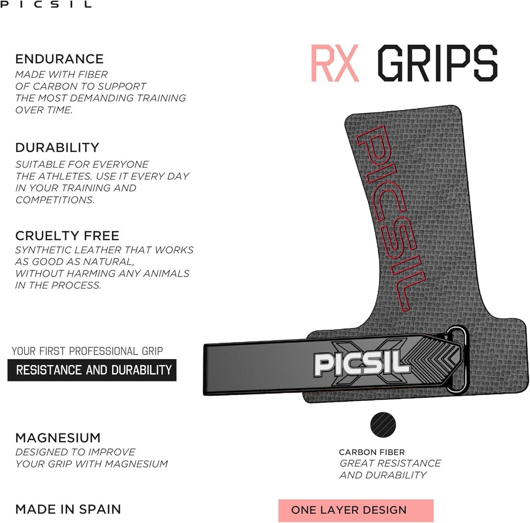 PICSIL RX Hand Grips – Profi‑Griffpolster aus Carbonfaser in Profi‑Qualität, Chalk‑kompatibel & Hand