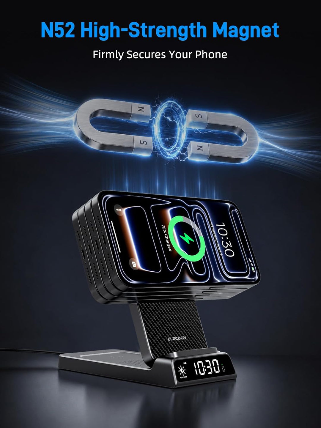 Mag-Safe Ladestation für Apple Watch und iPhone, 3 in 1 Ladestation für Apple, Faltbar Kabelloses La
