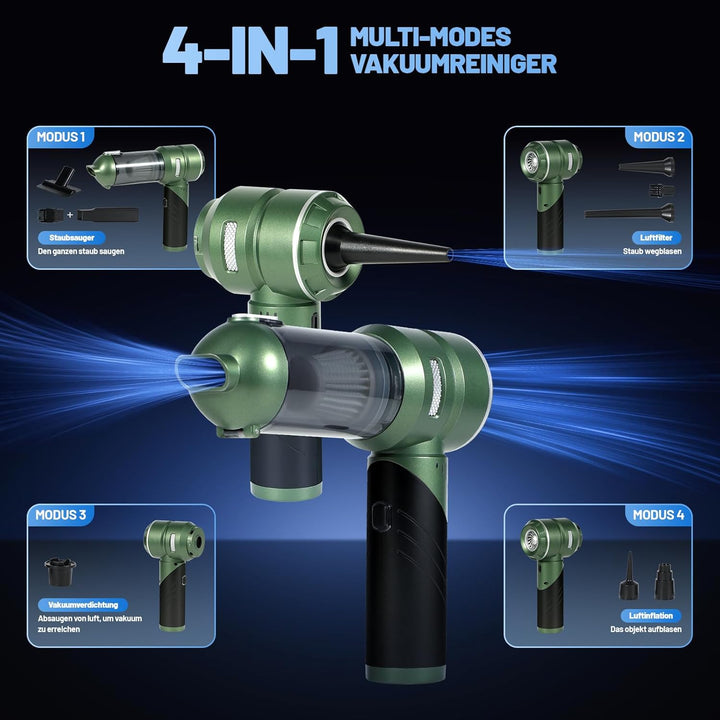 HANSILK Handstaubsauger Akku Kabellos 4 in 1 25000PA Mini Staubsauger Faltbarer Auto Staubsauger Sta