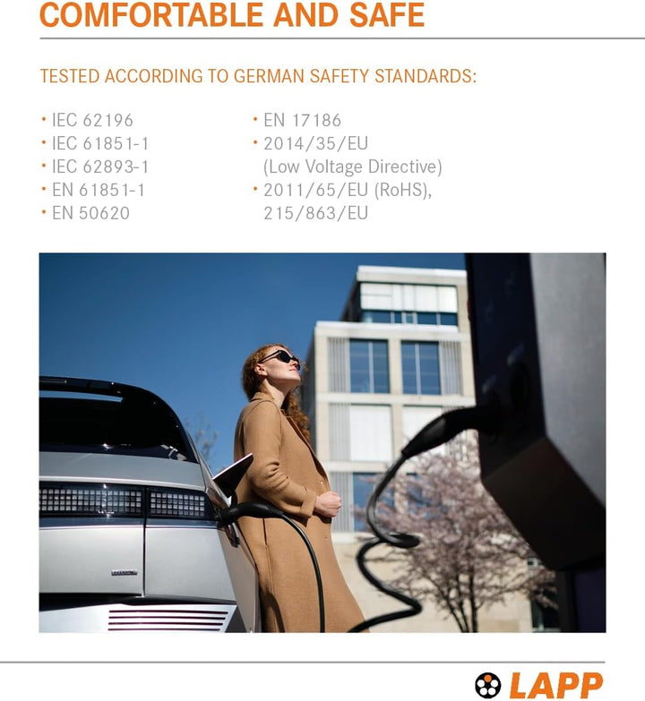 LAPP MOBILITY Helix Typ 2 Ladekabel 7,4 kW/Selbstaufrollend / 32 A / 1-Phasig/E-Auto Ladekabel/Mode