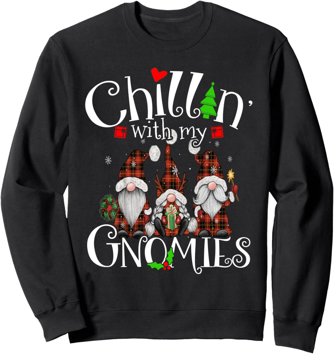 Chillin With My Gnomies, Weihnachtswichtel, kariert, Büffelmuster Sweatshirt
