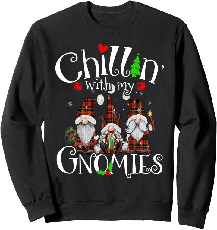 Chillin With My Gnomies, Weihnachtswichtel, kariert, Büffelmuster Sweatshirt