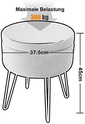 Zedelmaier Runder Sitzhocker Schminktisch Hocker Ottoman Gepolsterter Hocker Abnehmbarer Bezug Metal
