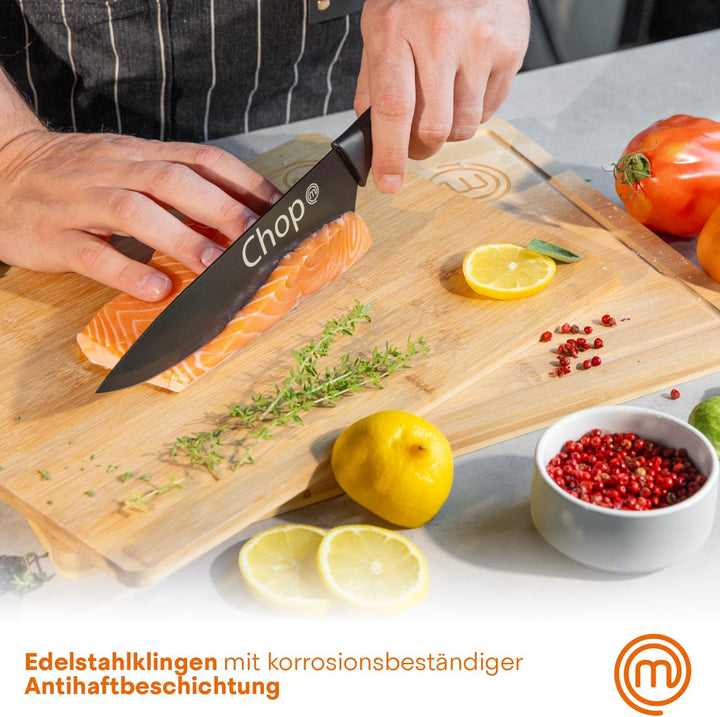 MasterChef Messer Set, Messerset mit Küchenmesser, Kochmesser, Brotmesser, Schälmesser & Allzweckmes