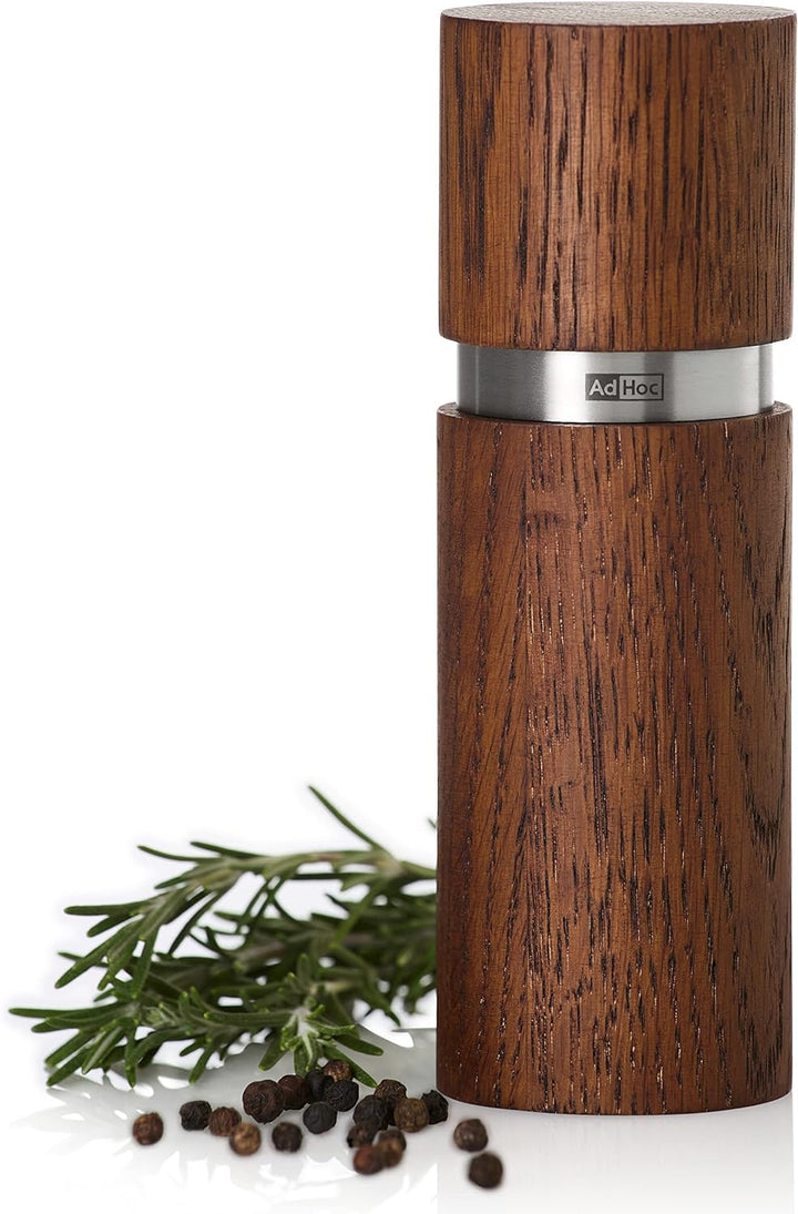 AdHoc MP411 Pfeffer- | Salzmühle Textura, CeraCut® Keramik Mahlwerk, Naturholz Eiche geölt, dunkel|E