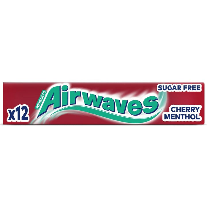 Airwaves Cherry Menthol, rot, zuckerfreier Kaugummi, fruchtige Minzfrische, 30 Packungen x 12 Dragee