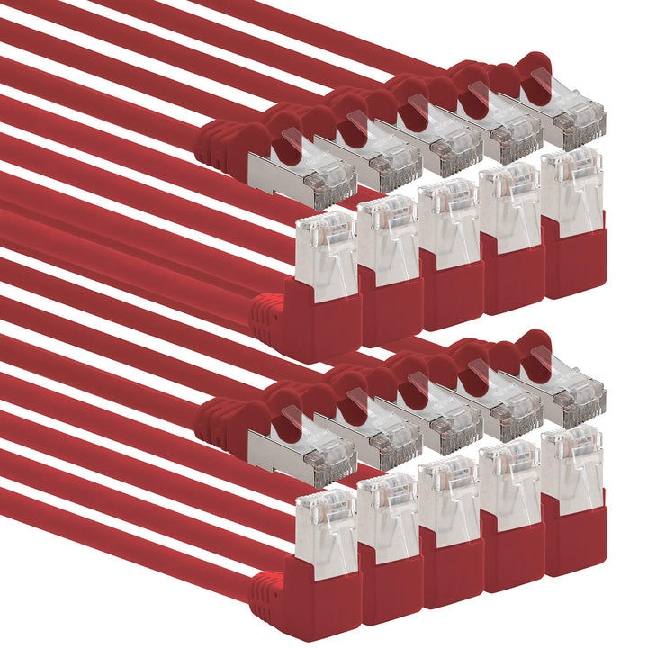 1aTTack.de 366254 Cat.6 Netzwerkkabel Winkel 90 Grad 7,5m - rot - 10 Stück - Cat6 Patchkabel (SFTP P