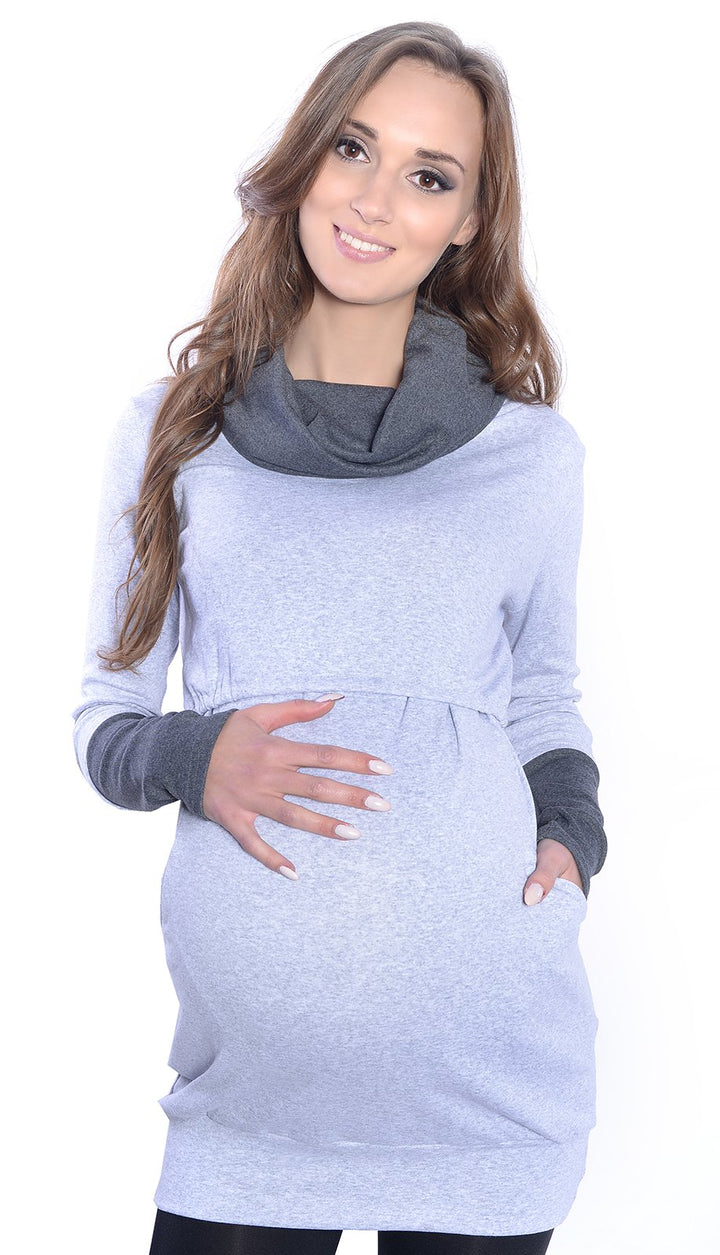 Mija - 2 in1 Stillpullover & Umstandspullover Stilltop Still-Pulli Maddy 7115A M Melange / Graphite,