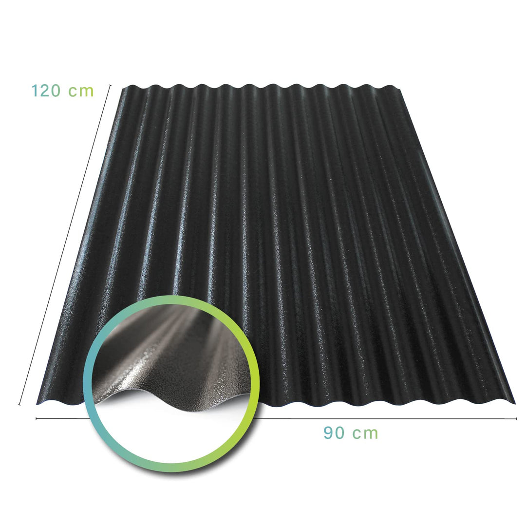 Wellplatten schwarz | 90 x 120 cm | Polycarbonat | Sinus 76/18 | 1mm Stärke (5 Stück)