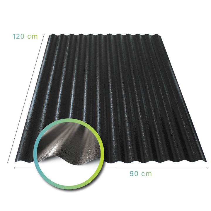 Wellplatten schwarz | 90 x 120 cm | Polycarbonat | Sinus 76/18 | 1mm Stärke (5 Stück)