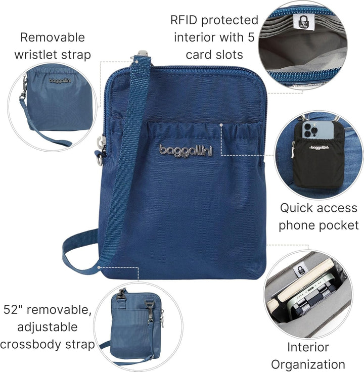 Baggallini Bryant Smartphone-Tasche und Geldbörse – leicht, wasserabweisend, Reisetasche mit RFID-Sc