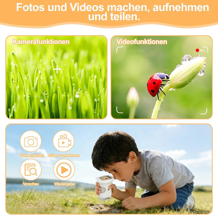 Handmikroskop für Kinder - 1080P HD 2.0" Bildschirm Mikroskop, Mini Tragbare Digitales Mikroskop mit