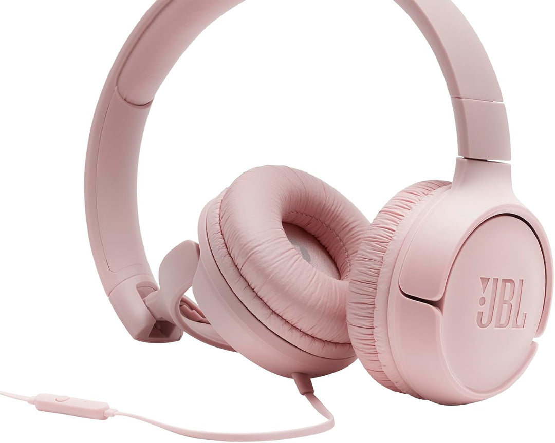 JBL Tune 500 On-Ear Kopfhörer mit Kabel - Pink – Ohrhörer mit 1-Tasten-Fernbedienung, integriertem M