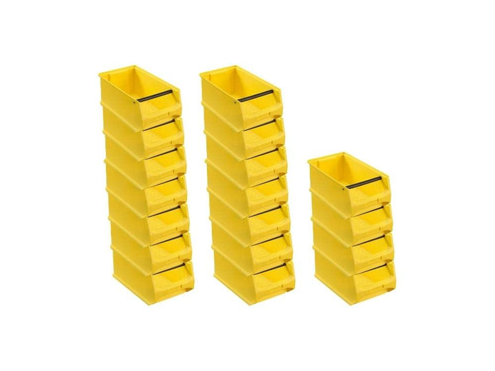 SuperSparSet 18x Gelbe Sichtlagerbox 4.1 mit Griffstange | HxBxT 15x20x35cm | 7,2 Liter | Sichtlager