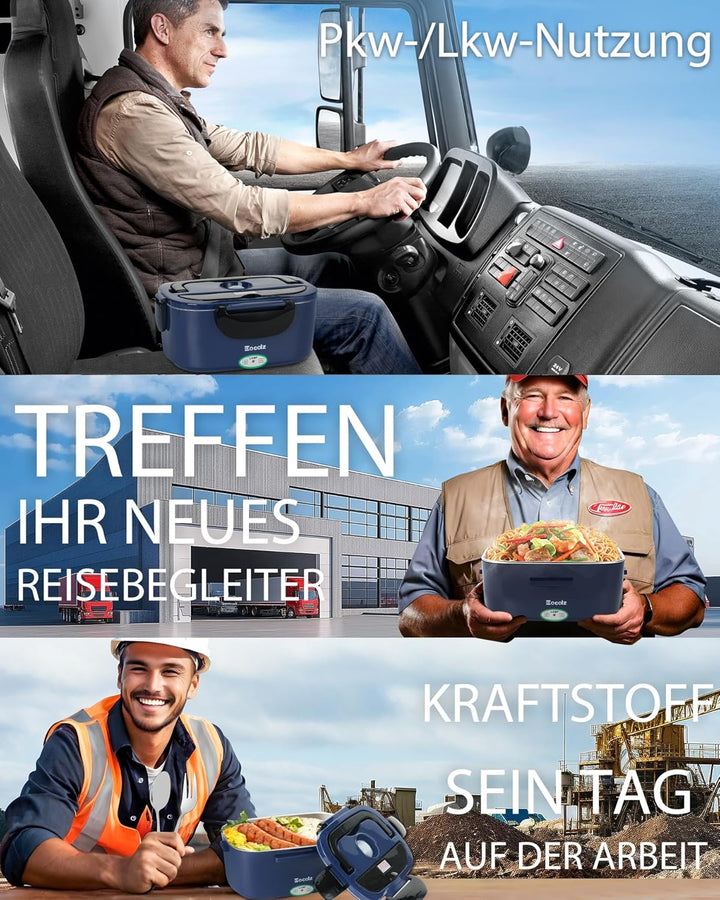 Eocolz Elektrische Lunchbox mit Speisenwärmer 80-100W, tragbarer 1,5L-Behälter mit zwei Behältern fü
