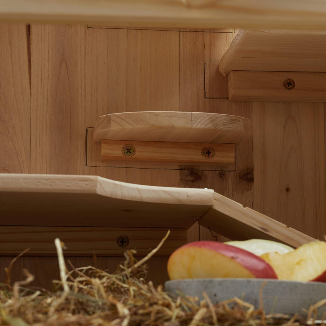 Relaxdays Hamsterkäfig aus Holz, 3 Etagen, Klappen, Sichtfenster, Gitterdach, Nagerkäfig XXL, HBT: 1