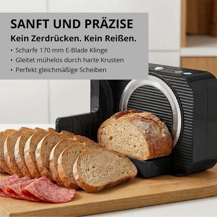 EUREL RS54 Akku-Allesschneider, Schwarz | Brotschneidemaschine klappbar, kabelloser Allesschneider m