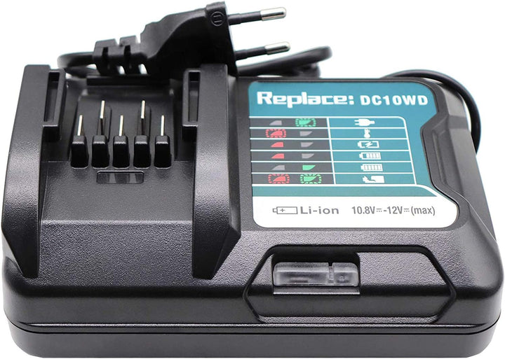 2X BL1021B 2.0Ah Akku mit Ladegerät DC10WD DC10SB für Makita 12V Akku BL1016 BL1015 BL1020 BL1041B 1