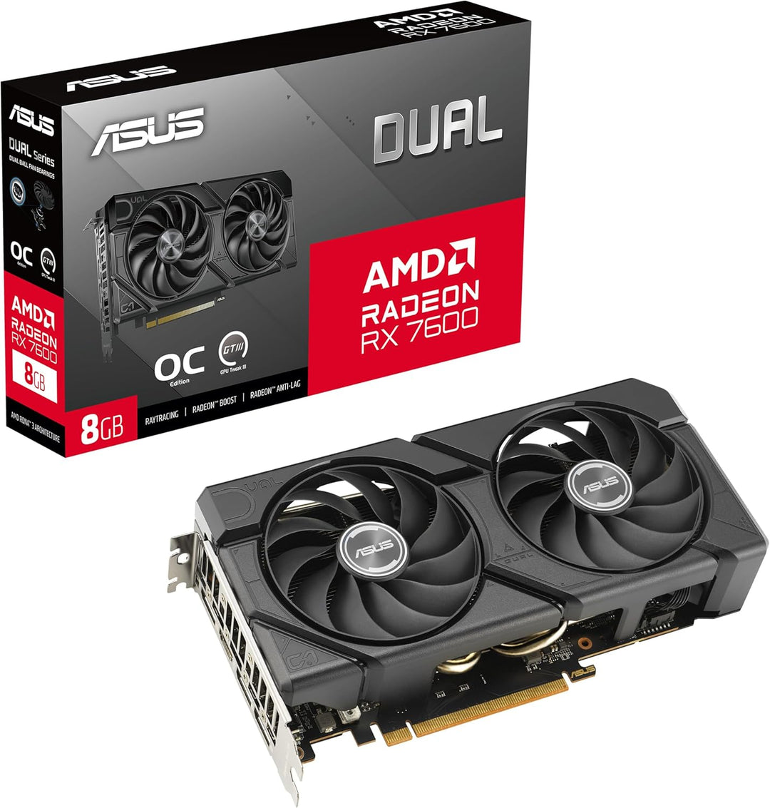 ASUS Dual Radeon RX 7600 EVO OC Edition 8GB GDDR6 Gaming Grafikkarte (AMD Radeon RX7600, PCIe 4.0, 1