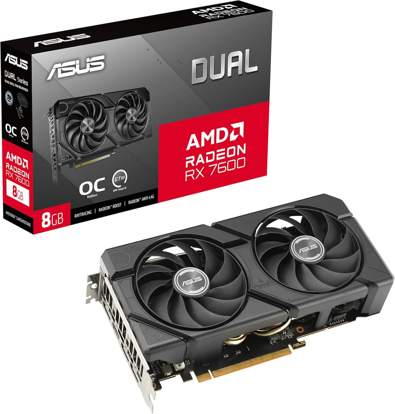 ASUS Dual Radeon RX 7600 EVO OC Edition 8GB GDDR6 Gaming Grafikkarte (AMD Radeon RX7600, PCIe 4.0, 1