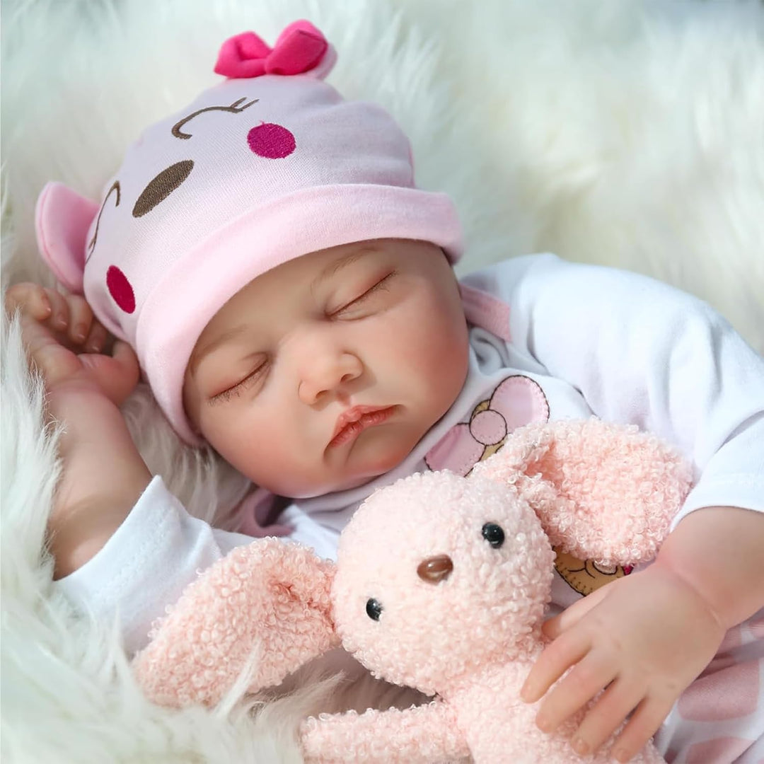 ZIYIUI 22 Zoll 55Cm Reborn Babypuppe Weiche Silikon Vinyl Schlafende Lebensechte Simulation Reborn B