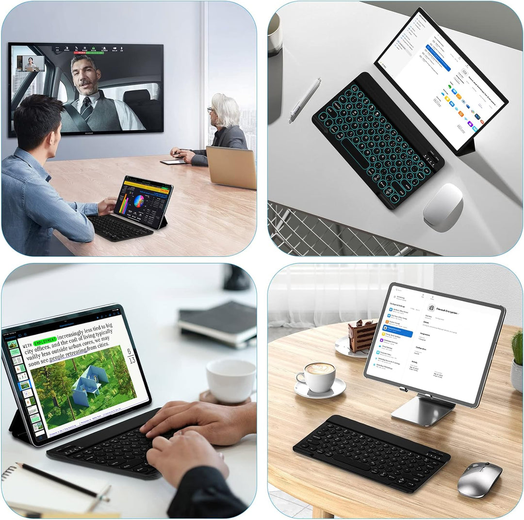 HUOBAO Bluetooth-Tastatur, kabellose Tastatur für iPad, iPhone, Android, Windows, Ultraschlanke wied