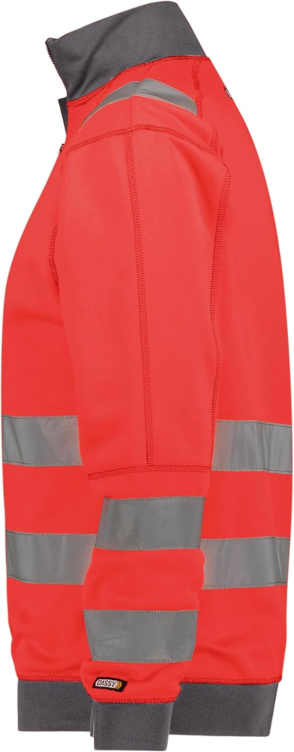 DASSY® Denver Warnschutz Sweatshirt DASSY HIVIS PESCO 84 - HIVIS STOFF NEONROT/ZEMENTGRAU 4XL