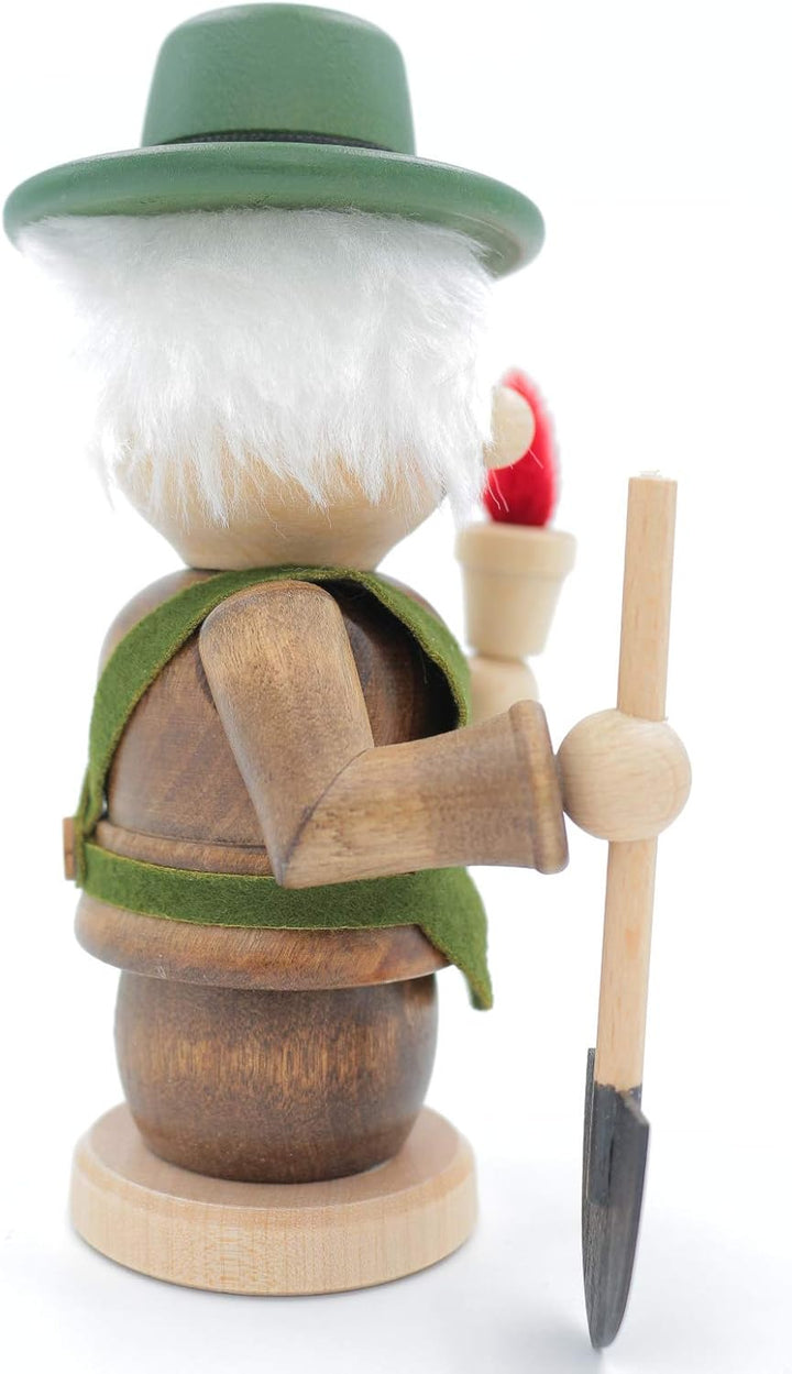Kuhnert - Original Erzgebirgische Holzkunst Räuchermann Räucherfigur Wichtel 15cm - Gärtner
