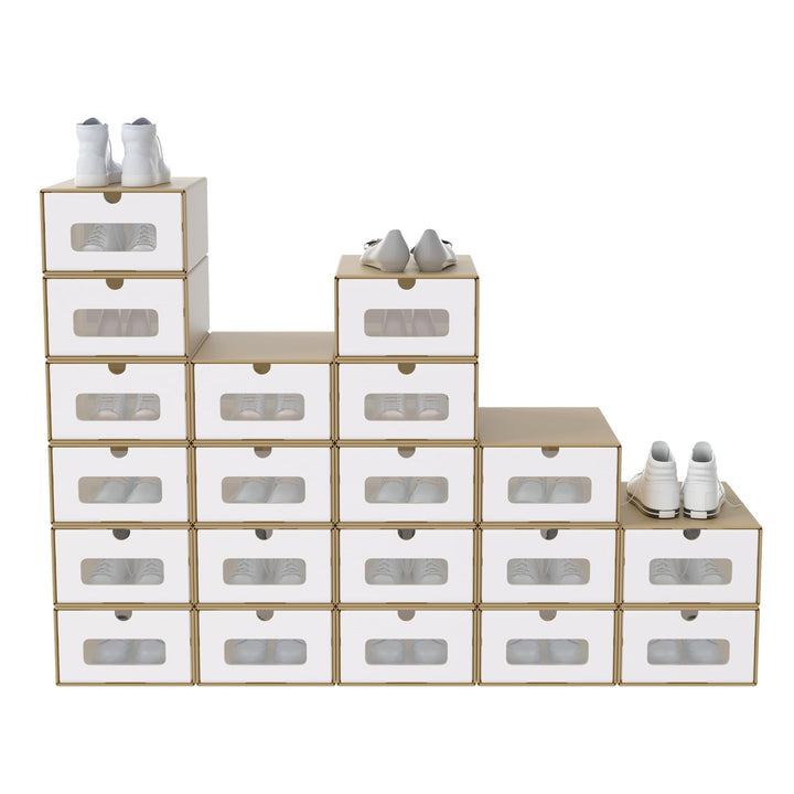 NAIZY Schubladenbox 20 Stück Schuhorganizer 34.5x23.5x13.5 cm Schuhboxen Stapelbar Kraftpapier Schub