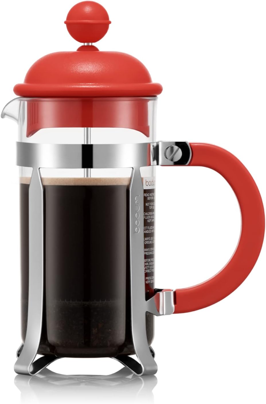 Bodum 1913-04 CAFFETTIERA Kaffeebereiter mit Kunststoffdeckel, 3 Tassen, 0,35 l, Edelstahl, Rot