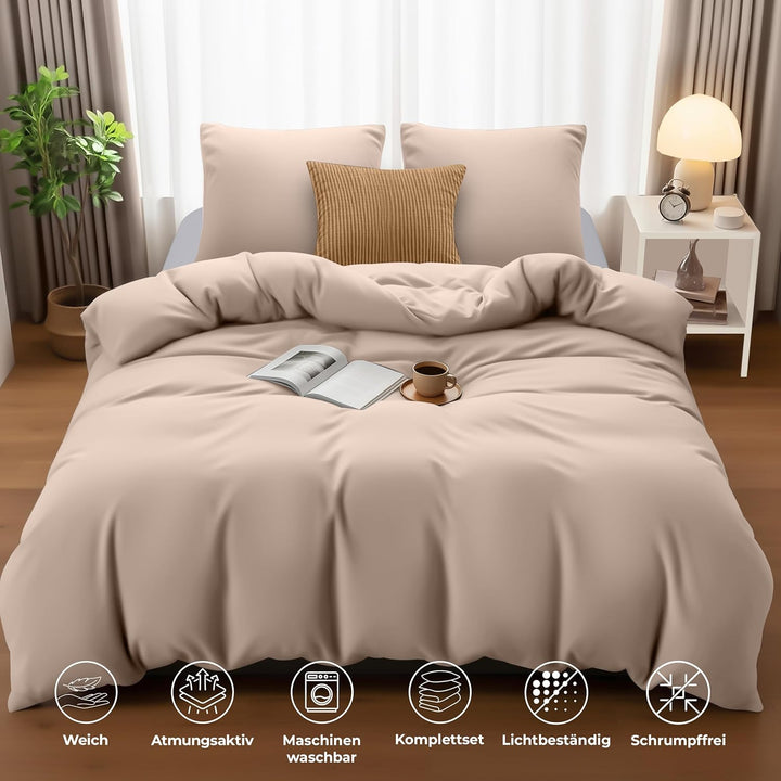 Utopia Bedding Bettwäsche 220x240 Set - Mikrofaser Bettbezug 240x220 cm + 2 Kissenbezüge 65x65 cm -