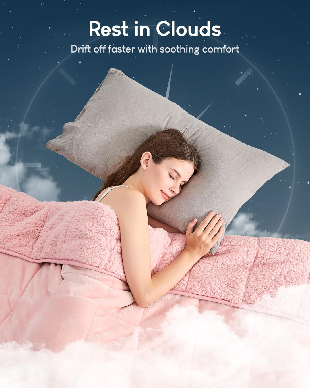 Cottonblue Sherpa-Fleece-Gewichtsdecke, 120 cm x 180 cm, 7 kg, für Doppelbett, Plüsch-Bettdecke für