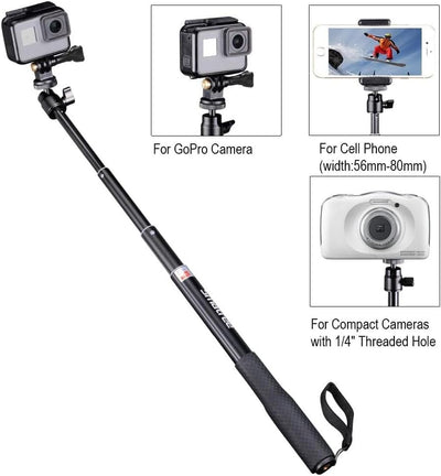 Smatree Aluminium Teleskop-Selfie-Stick Mit Stativständer, Kompatibel Mit GoPro Hero 12/11/10/9/8/7/