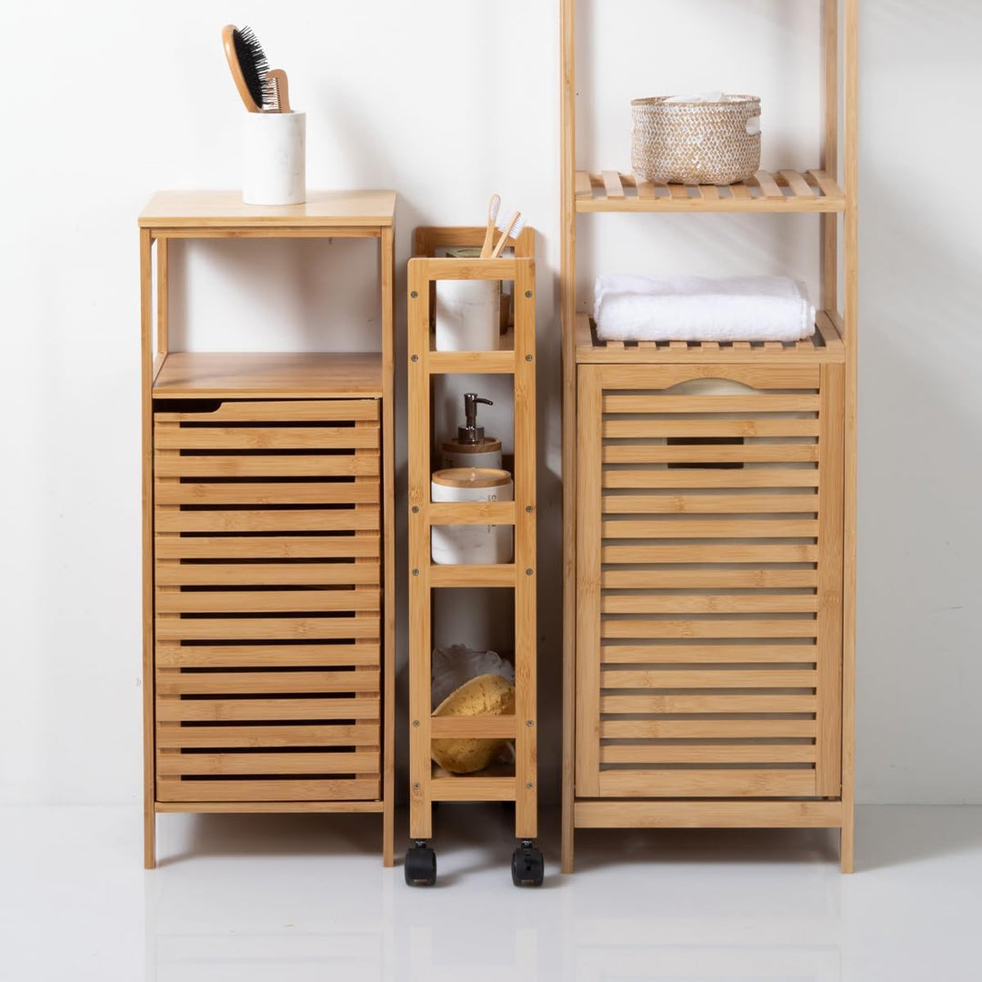5 five simply smart Schmaler beistelltisch 3 Ebenen mit bambusrollen cm Bambus, cm Bambus