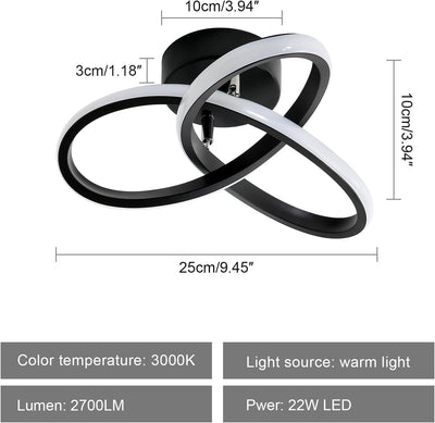 Goeco Moderne LED Deckenleuchte, 22W Deckenleuchte, Deckenleuchten für Wohnzimmer Schlafzimmer Küche