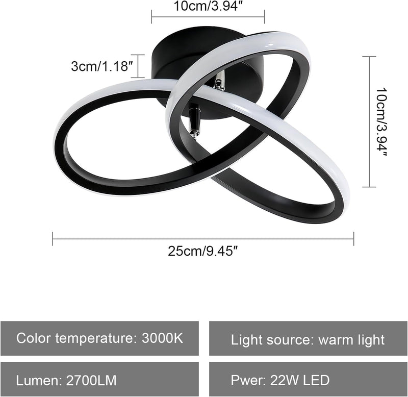 Goeco Moderne LED Deckenleuchte, 22W Deckenleuchte, Deckenleuchten für Wohnzimmer Schlafzimmer Küche