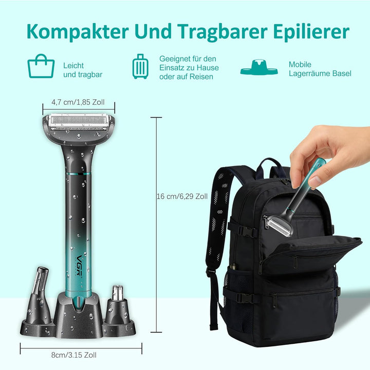 VGR 625 3 in 1 Intimrasierer Mann, Kabelloser Körperrasierer Herren, Nasenhaartrimmer Herren und Bod