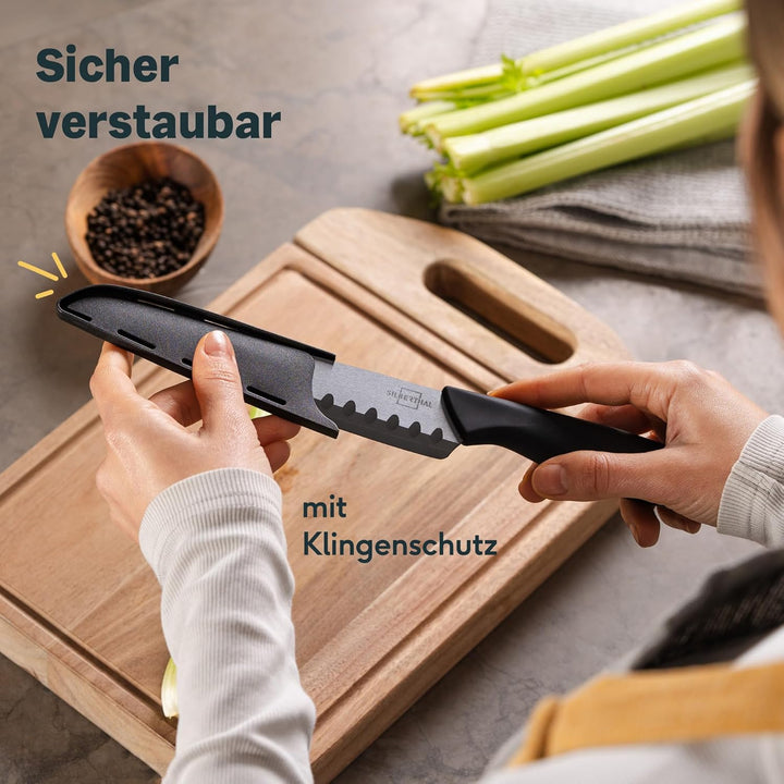 SILBERTHAL Keramikmesser Set 3 Stk - scharf und vielseitig - Chefmesser, Santokumesser,