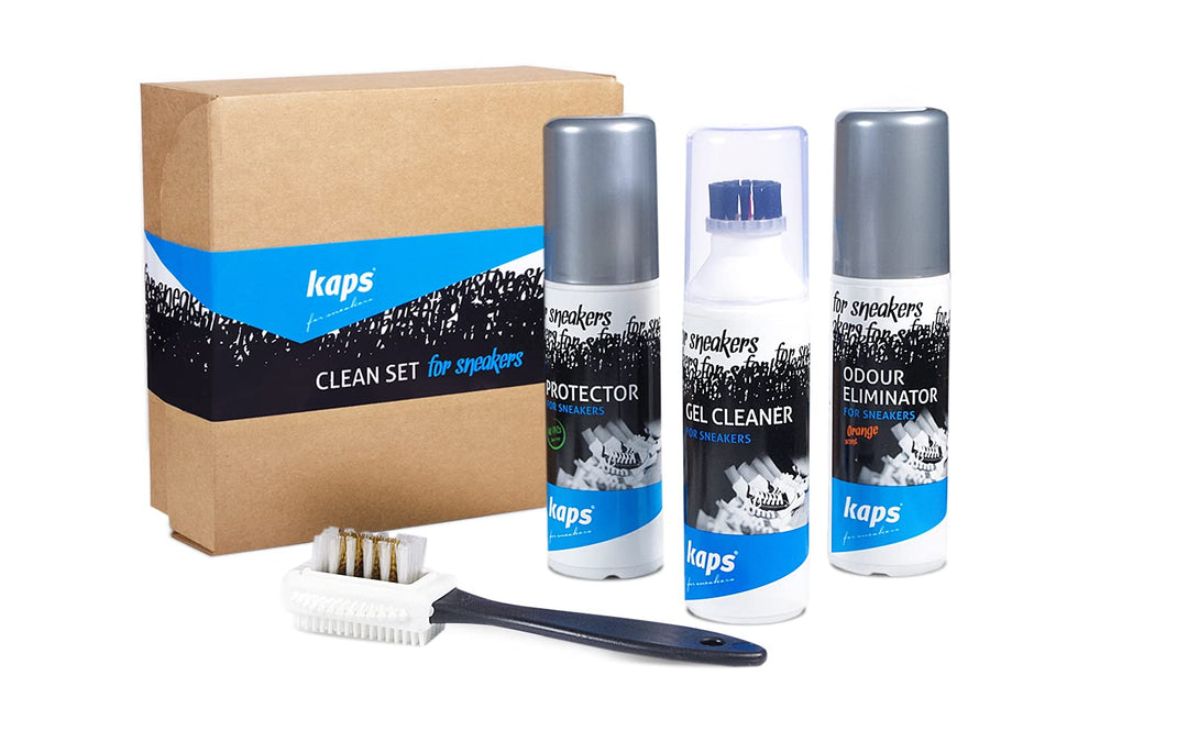 Kaps 4 Sneakers Schuhpflege Reinigungsset, Gel Sneaker Reiniger, wasserabweisendes Schuhschutz Spray