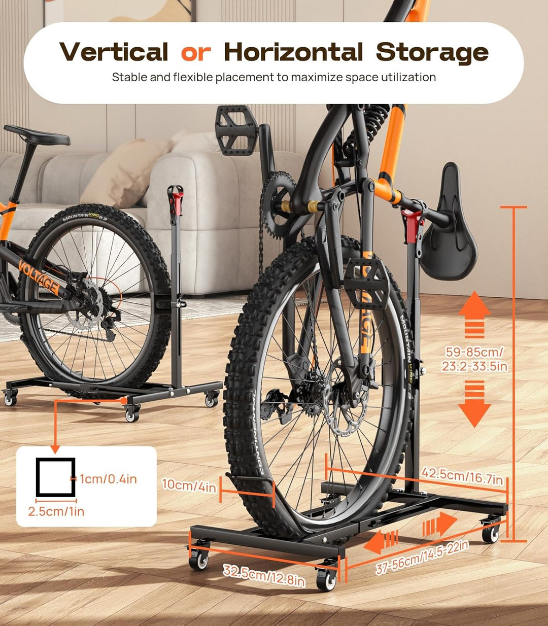 Housolution Vertikaler Fahrradständer mit Rädern, Freistehender Fahrradständer für Räder bis zu 29",