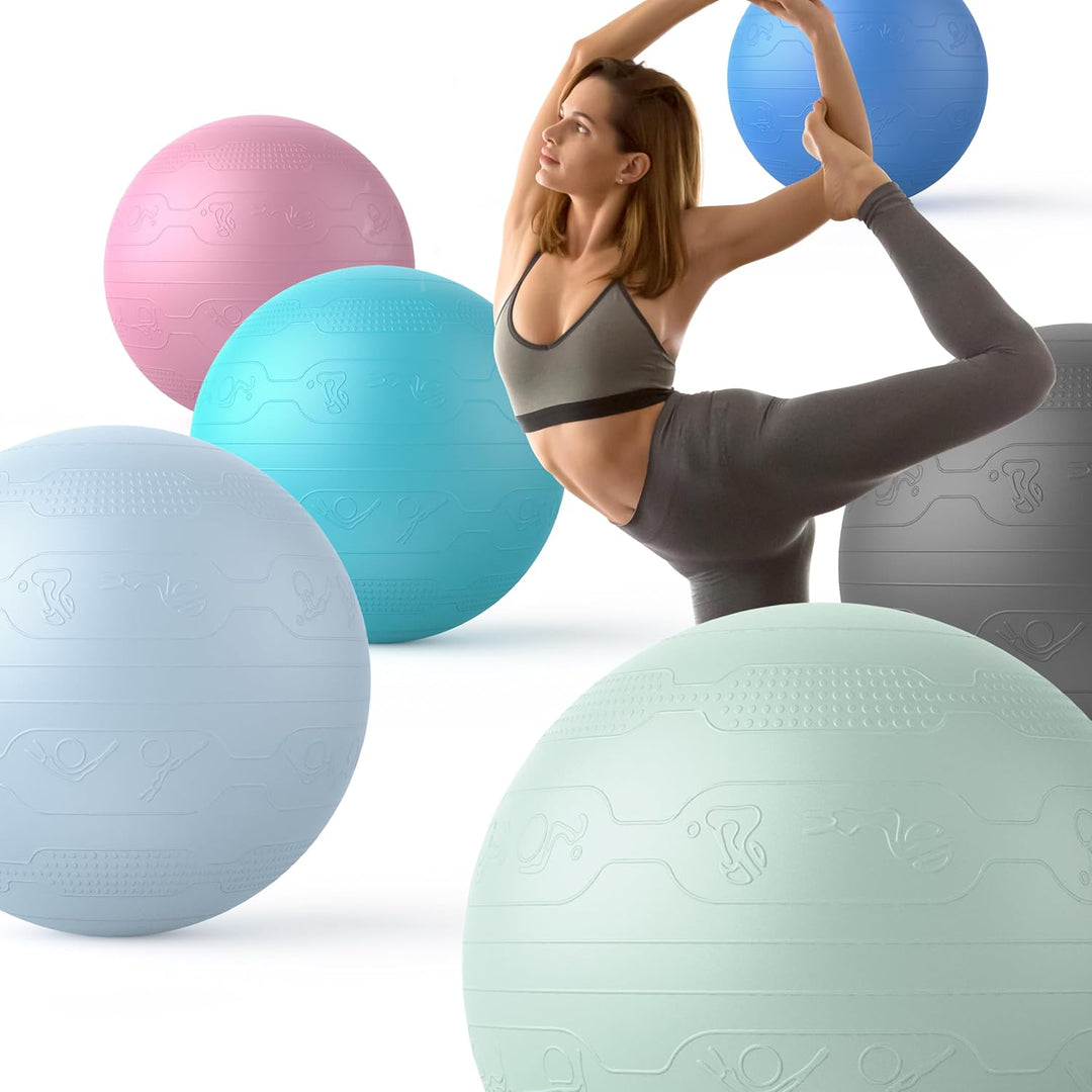 PROIRON Gymnastikball mit geprägtem Muster, Anti-Burst Sitzball 65cm, Pezziball mit Pumpe, Fitnessba
