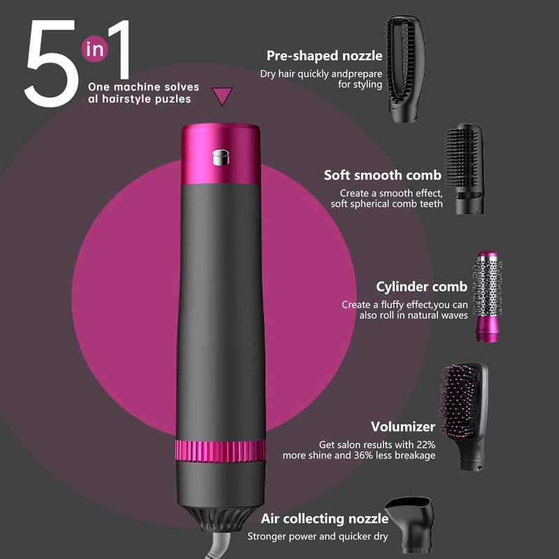 5 in 1 Hair Auto Wrap Hairstyler, TANSHINE Rundbürstenföhn Heissluftbürste Volumen Fföhnbürste Warml