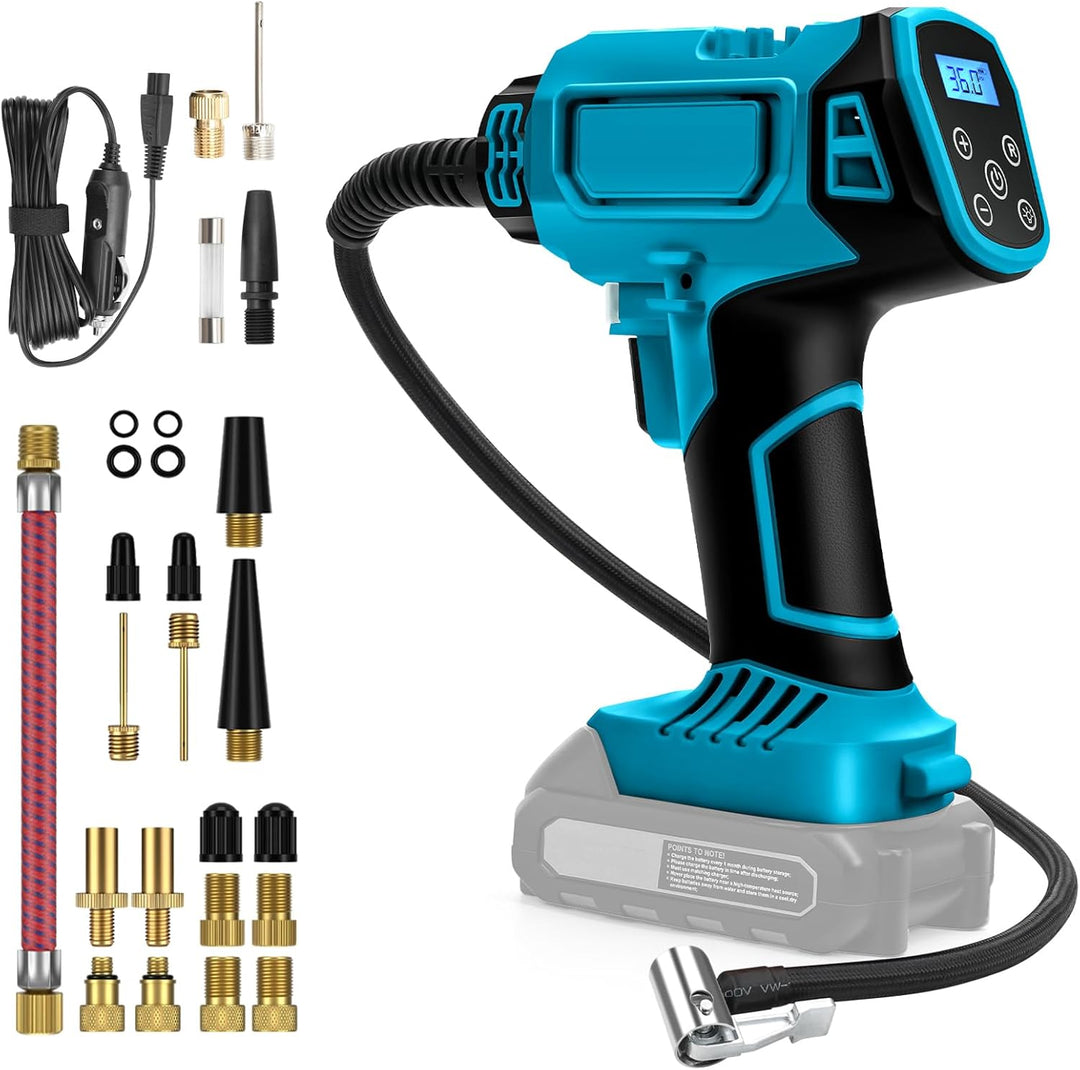 Akku Kompressor Für Makita 18v, 130PSI Elektrische Luftpumpe Autokompressor, LED Digitaler Druckanze