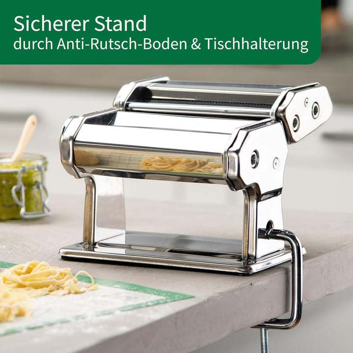 Chefkoch Nudelmaschine für leckere Pasta – Aufsätze für Lasagneblätter, Tagliatelle & Spaghetti – In
