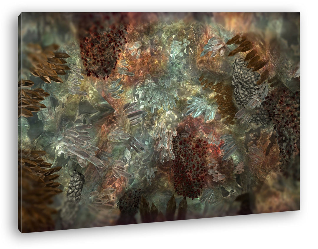 deyoli Kristall und Mineralablagerungen Format: 80x60 als Leinwandbild, Motiv fertig gerahmt auf Ech