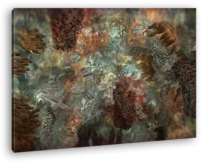 deyoli Kristall und Mineralablagerungen Format: 80x60 als Leinwandbild, Motiv fertig gerahmt auf Ech