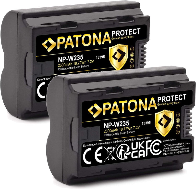 PATONA Protect V1 2X Akku NP-W235 (2400mAh) kompatibel mit Fuji Fujifilm GFX-50s II GFX-100S GFX-100