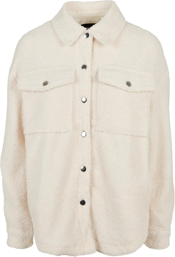 Urban Classics Damen Ladies Sherpa Overshirt Hemd 4XL Whitesand, 4XL Whitesand