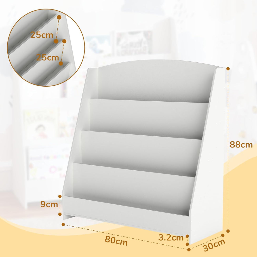 4 Tier Bücherregal Kinder Montessori Kinderregal 88cm Höhe, Kinderzimmer Spielzeug Aufbewahrung Büch