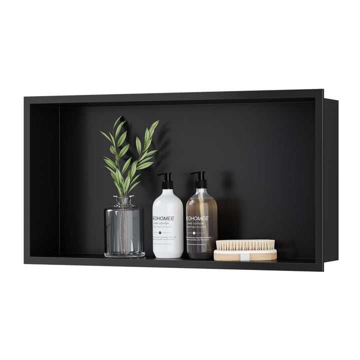 Neodrain Wandnische Edelstahl Duschnische Einzelregal Lagerung für Badezimmer 60 x 30 cm, Schwarz 60